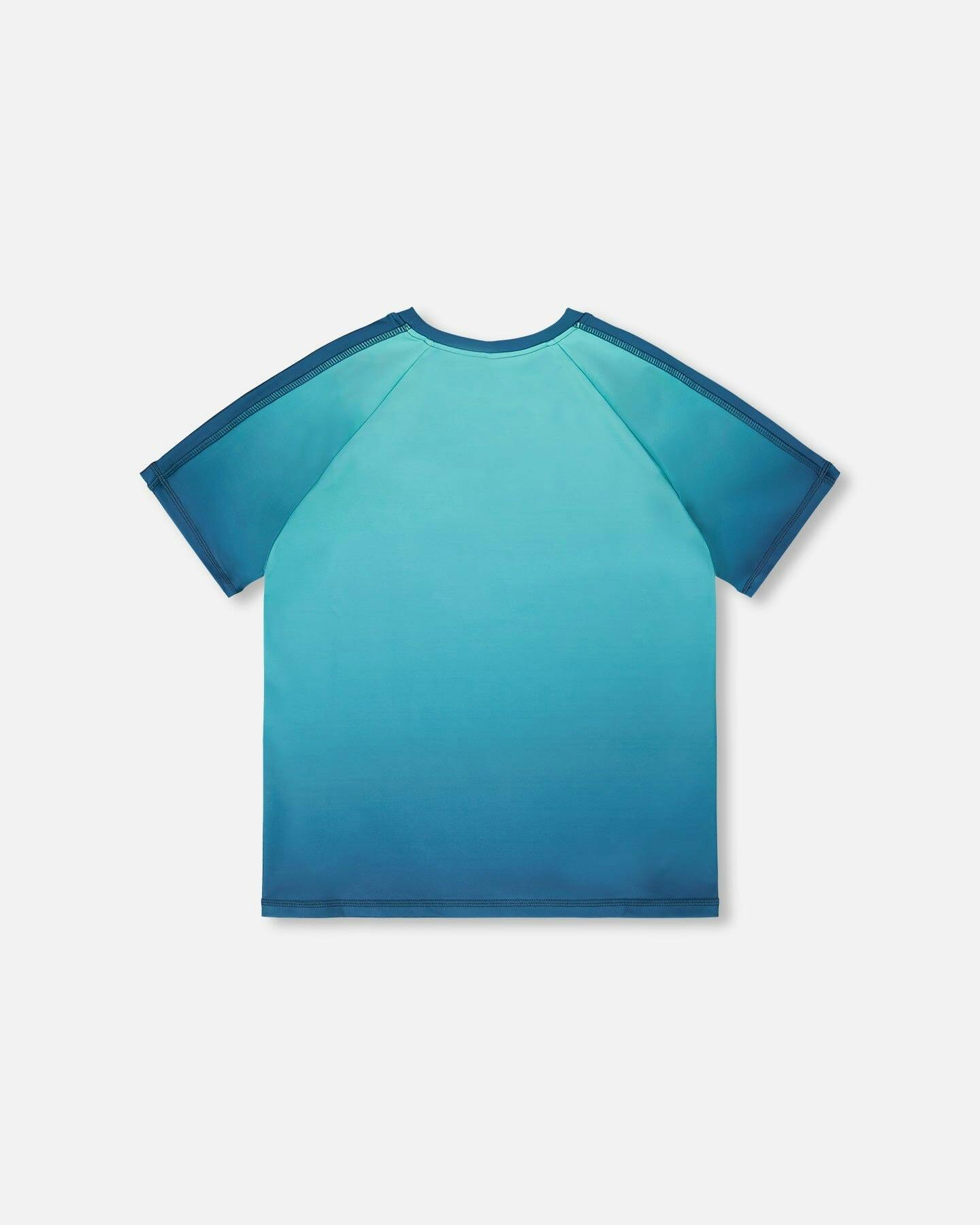 Short Sleeve Athletic Top In Recycled Polyester Teal Gradient
