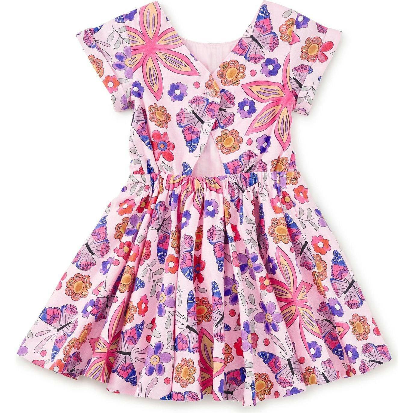 Button Back Skirted Dress, Pink