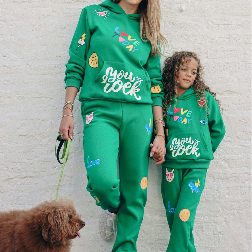 You Rock Doodle Print Hoodie And Pant Set
