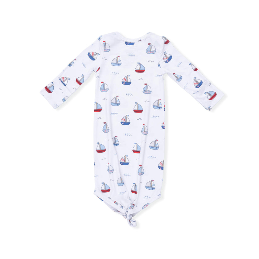 Bubbly Sailboats Blue - Knotted Gown and Hat