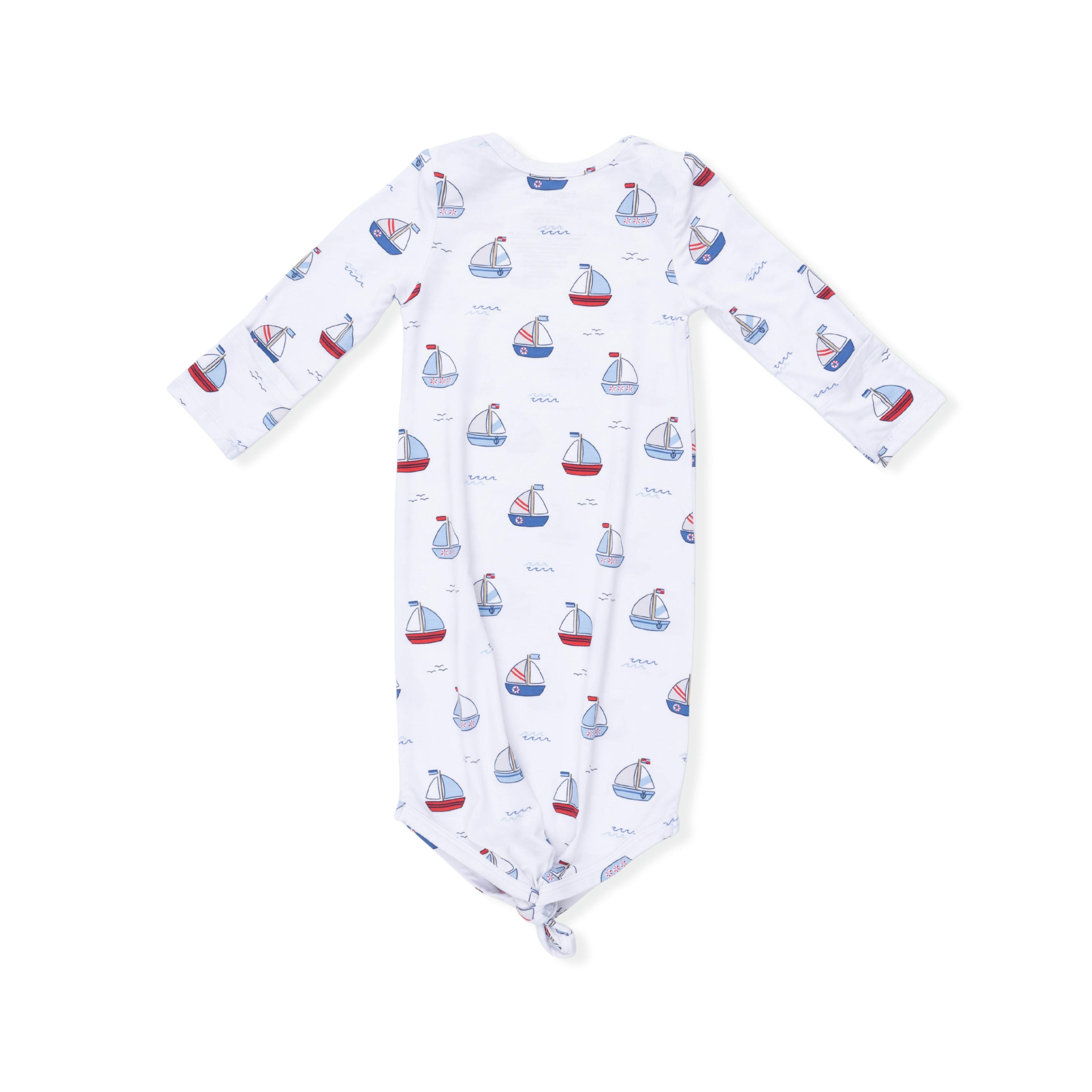 Bubbly Sailboats Blue - Knotted Gown and Hat