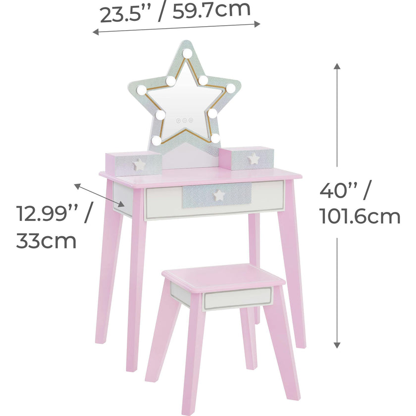 Little Princess Star Vanity with LED Illuminated Mirror