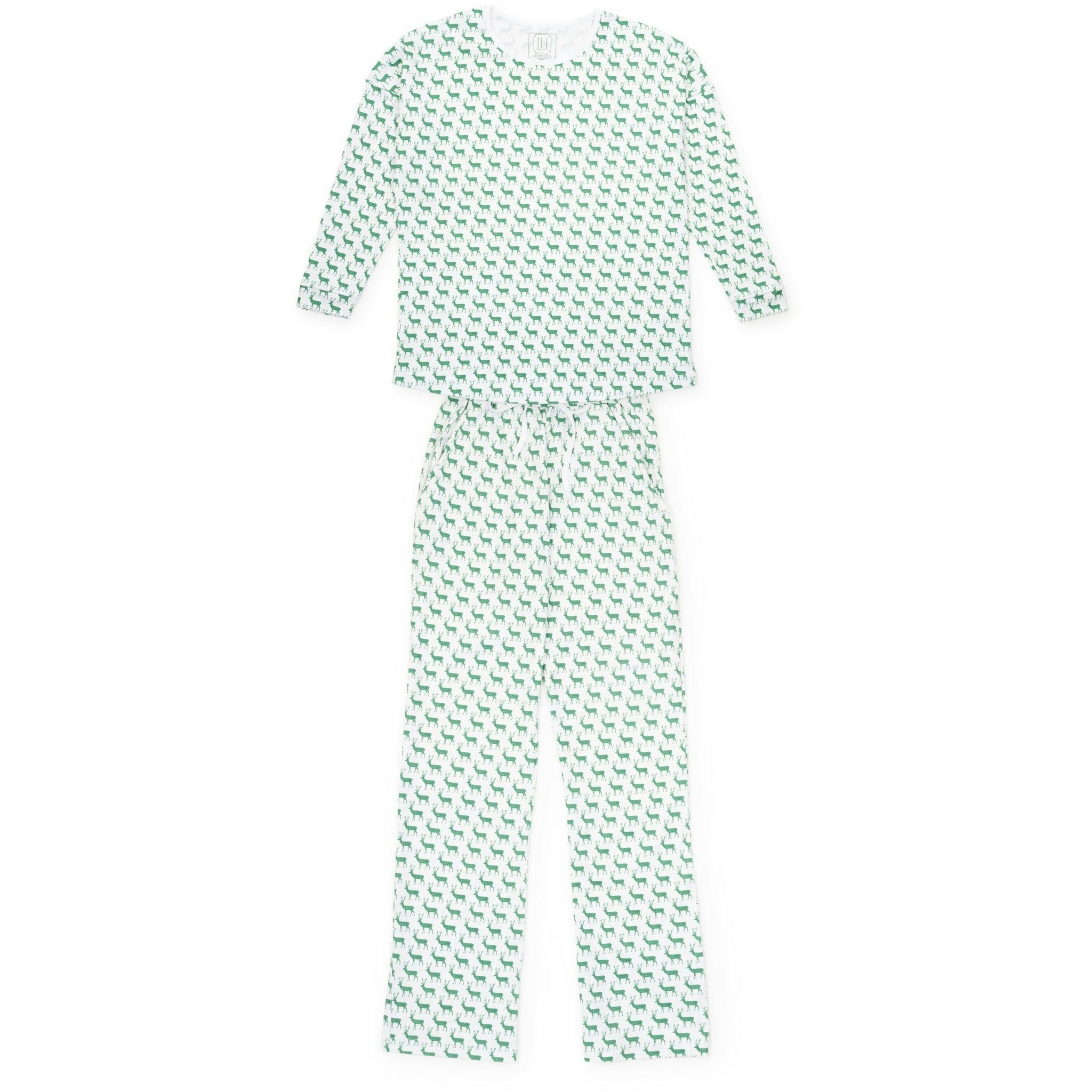 Audrey Women's Longsleeve Top Pant Set - Woodland Deer