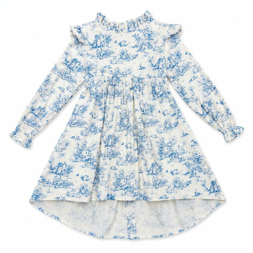 Aoki Blue Toile Dress| Long Sleeve