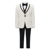 Cream-Black Trim Shawl Lapel 5 Pcs Tuxedo Set