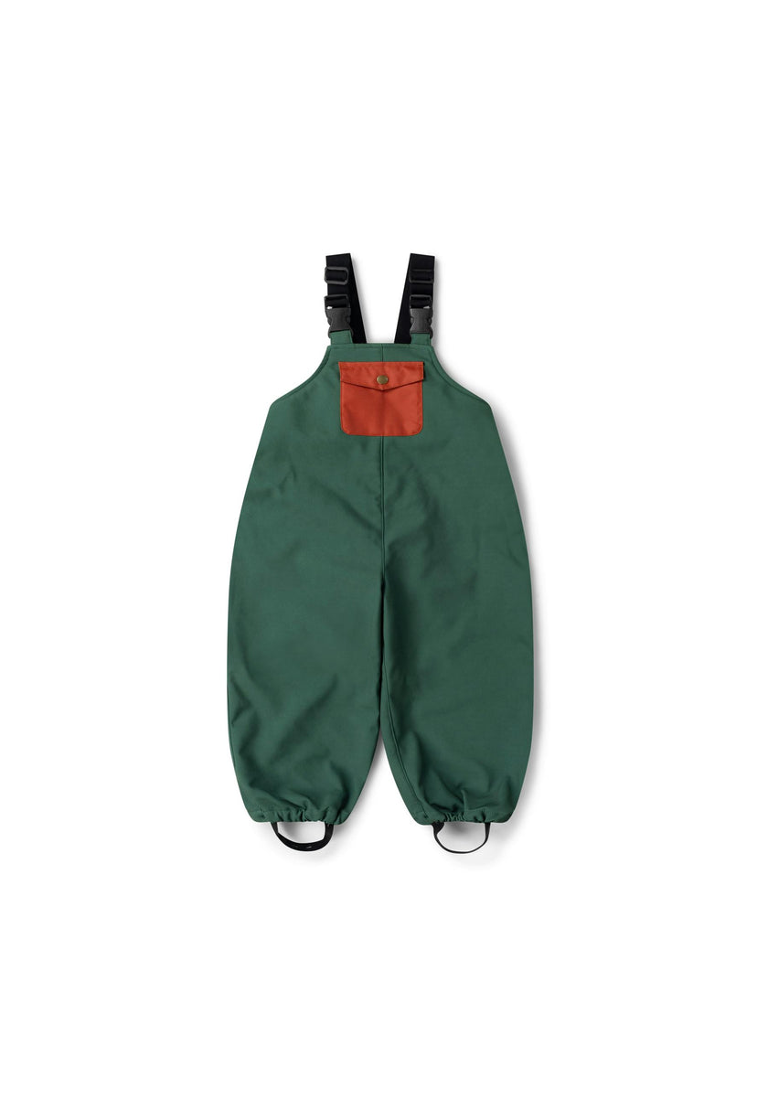 Olive Recycled Lined Waterproof Dungarees, Green