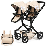 Bayer Design Dolls: Pram Twin Neo - Beige & Black
