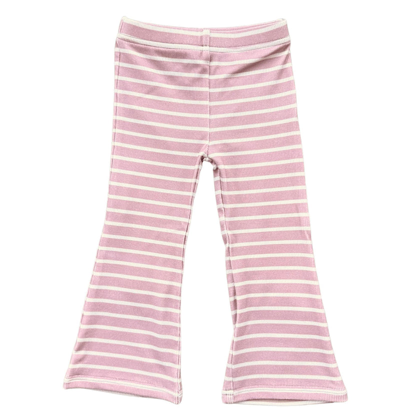 Girls Flare Pants in Misty Rose Stripe