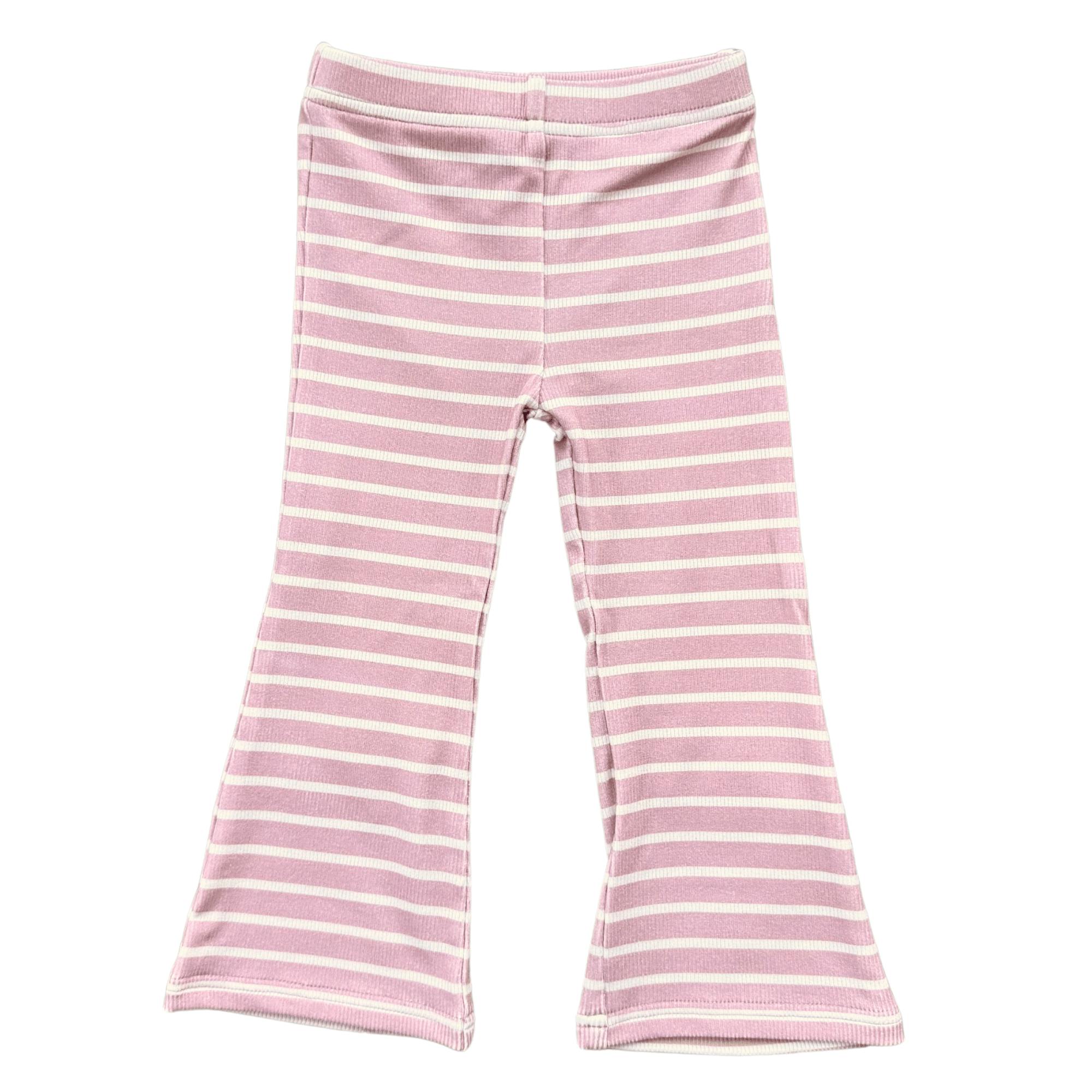 Girls Flare Pants in Misty Rose Stripe