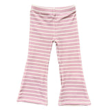 Girls Flare Pants in Misty Rose Stripe