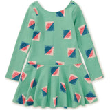 Modern Print Ribbed Drop Waist Skater Dress, Multi