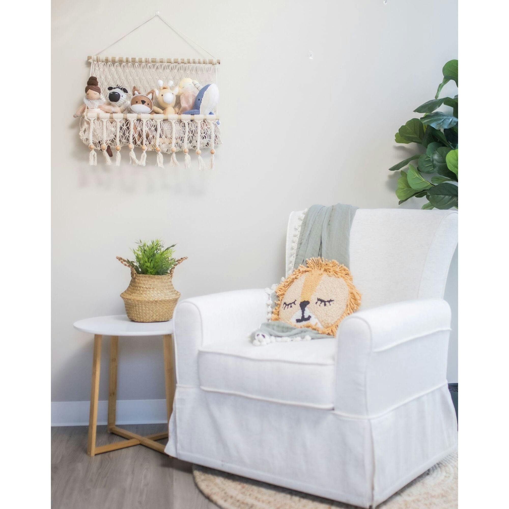 Willow Hanging Macrame Basket Storage