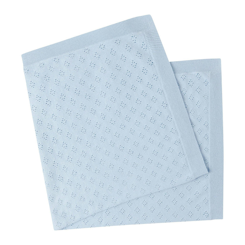 Blue Pointelle Frill Blanket