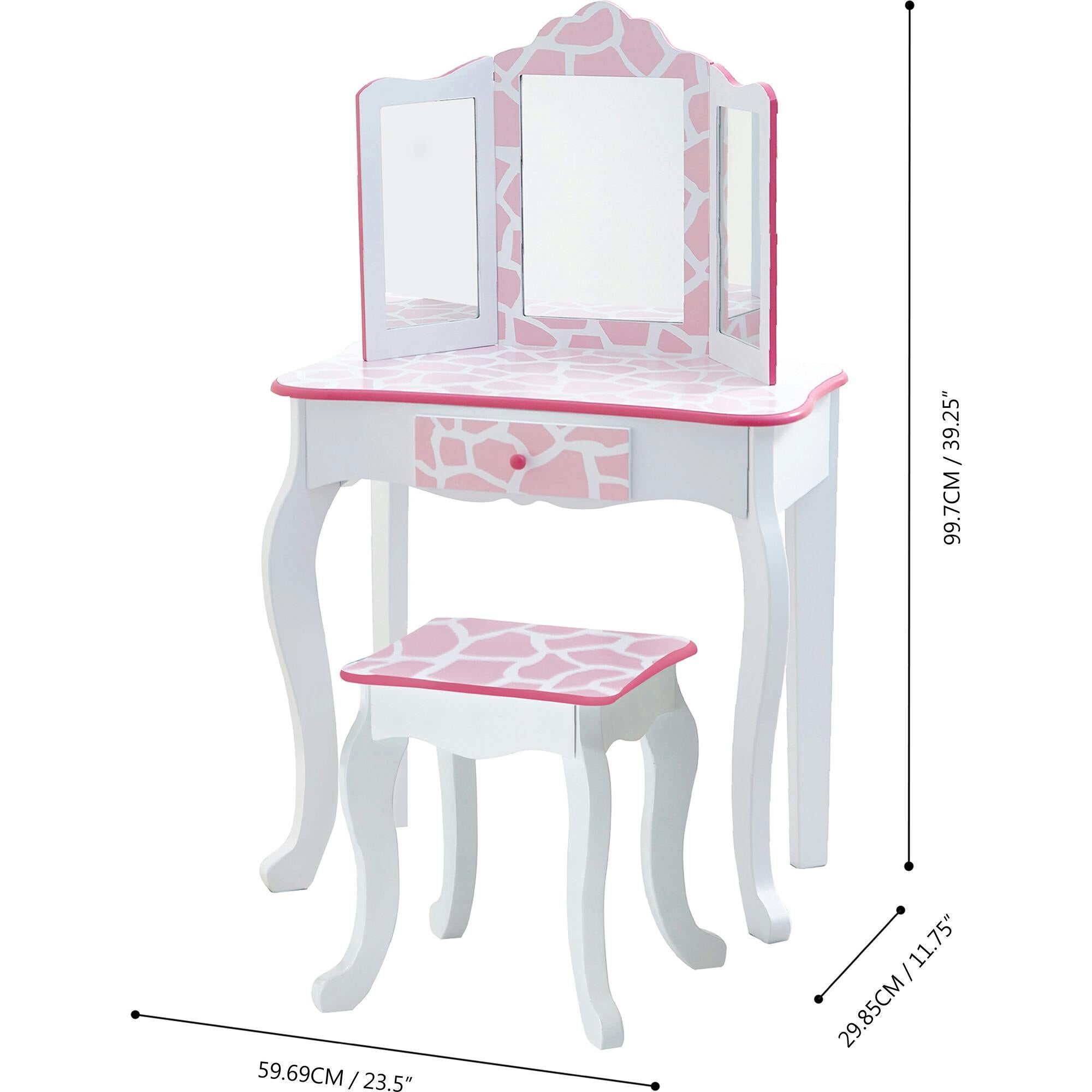 Teamson Kids Wooden Print 2-pc. Play Vanity