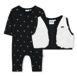Kids Black Polka Dot Baby Romper and Vest Set