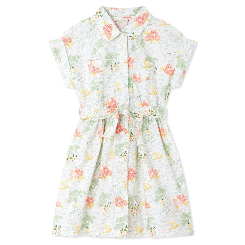 BONPOINT Gisele Island Print Poplin Dress