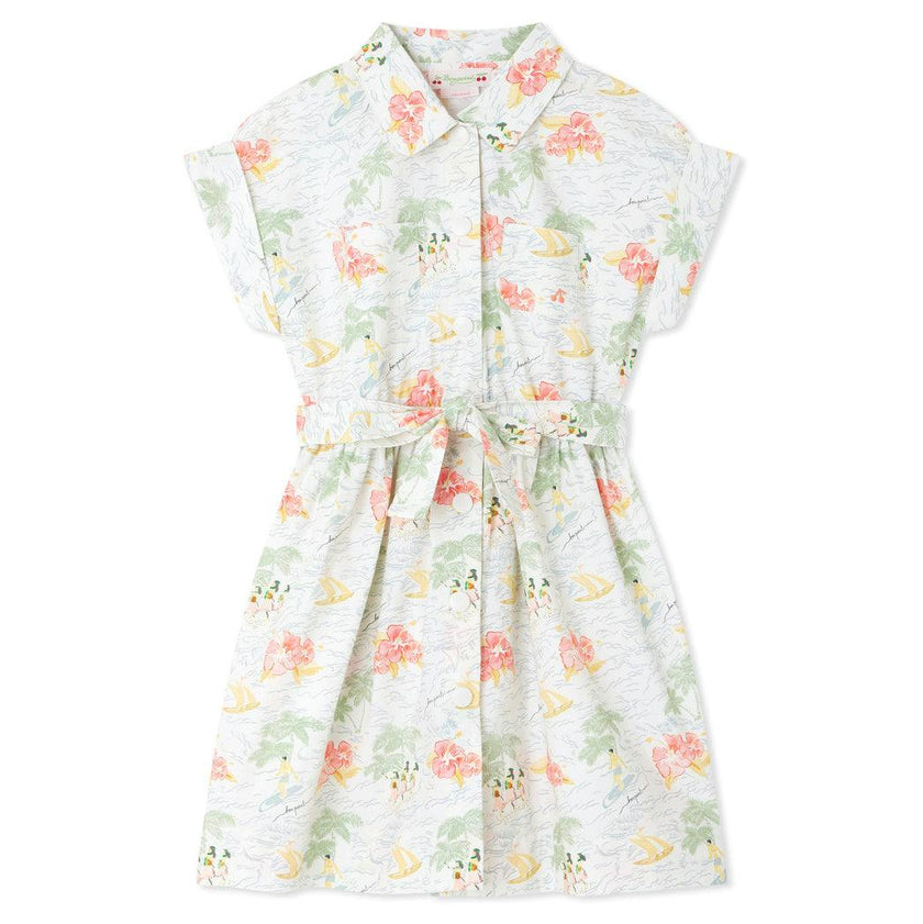 BONPOINT Gisele Island Print Poplin Dress