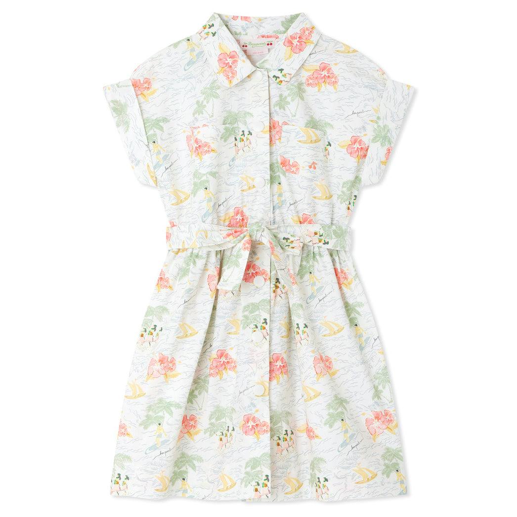 BONPOINT Gisele Island Print Poplin Dress