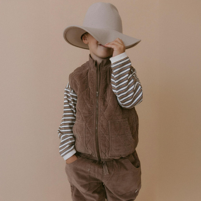 Organic Sleeveless Quilted Corduroy Jacket