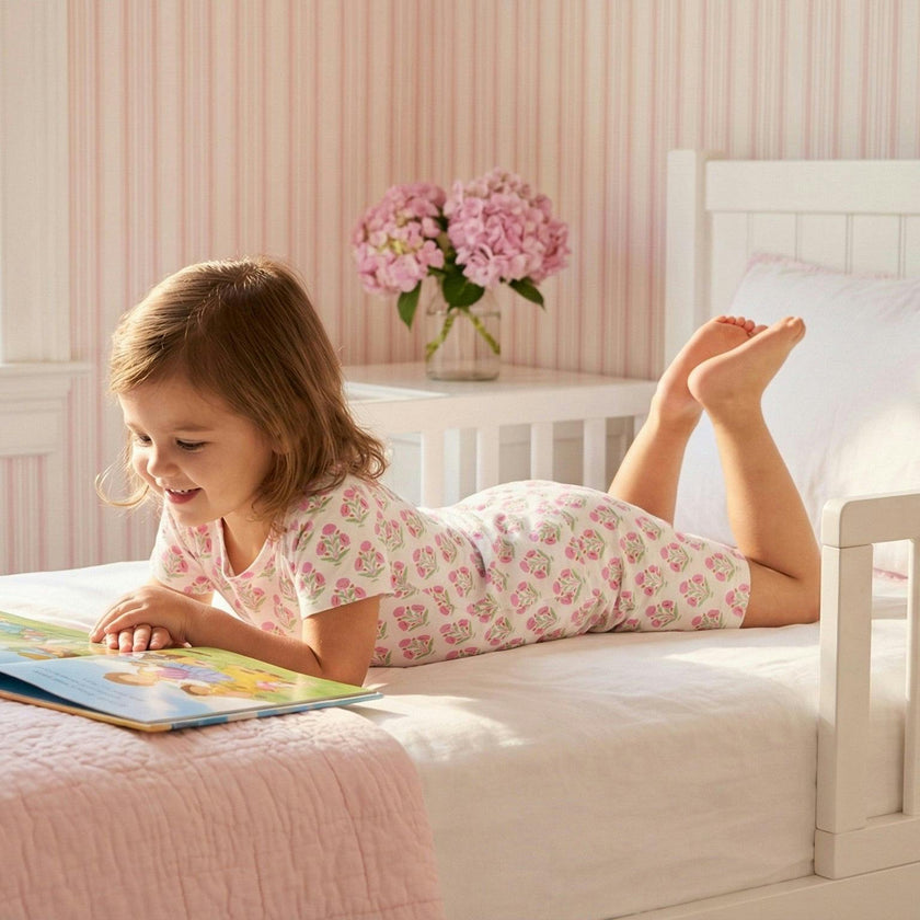 Pink Posy Short Sleeve & Shorts Bamboo Toddler Pajama Set