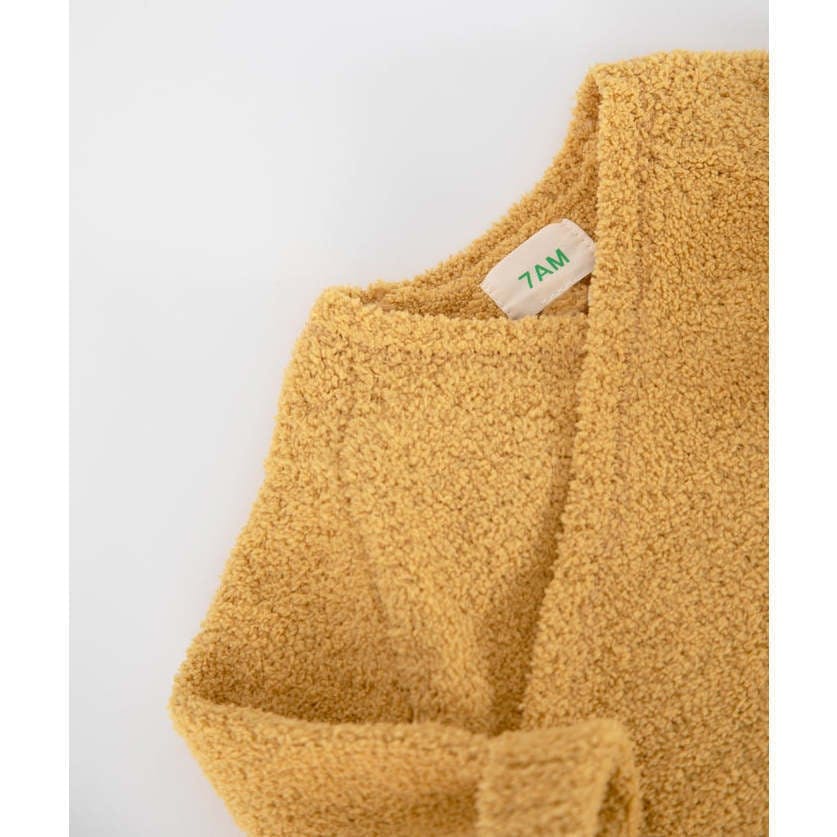Fuzzy Ribbed Hem Long Sleeve Wrap Top