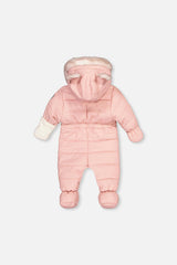 Baby One Piece Snowsuit For Car Seats Pale Dusty Pink