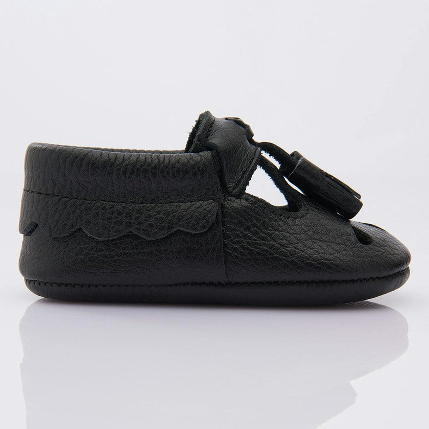 Perfroated Tassel Booties, Black