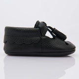 Perfroated Tassel Booties, Black