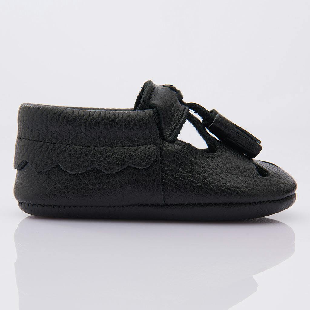 Perfroated Tassel Booties, Black