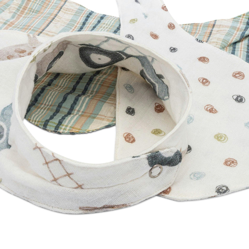 Charlie Tractor Cotton Bandana Baby Bib (3 Pack)
