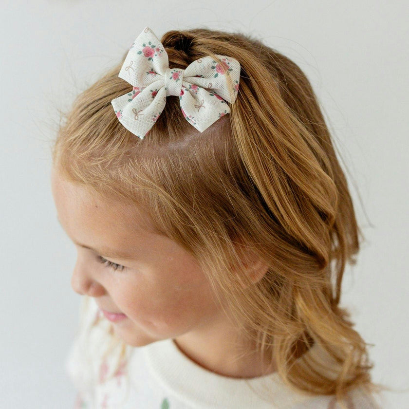 Coquette Rose Tulle Bow Clip Set