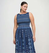 The Cosima Nap Dress - Navy Diamond Batik