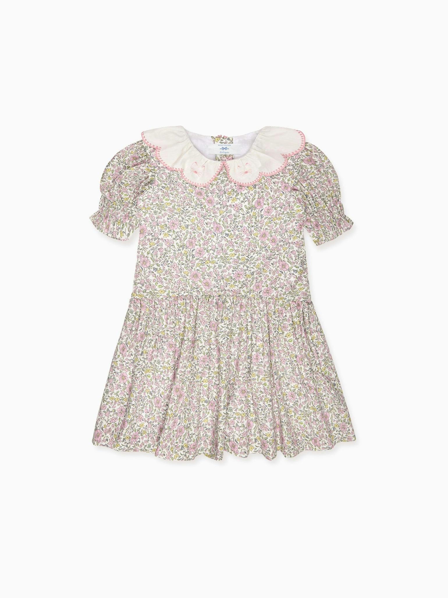 Nicky Hilton x La Coqueta Sage Floral Iris Girl Drop Waist Dress