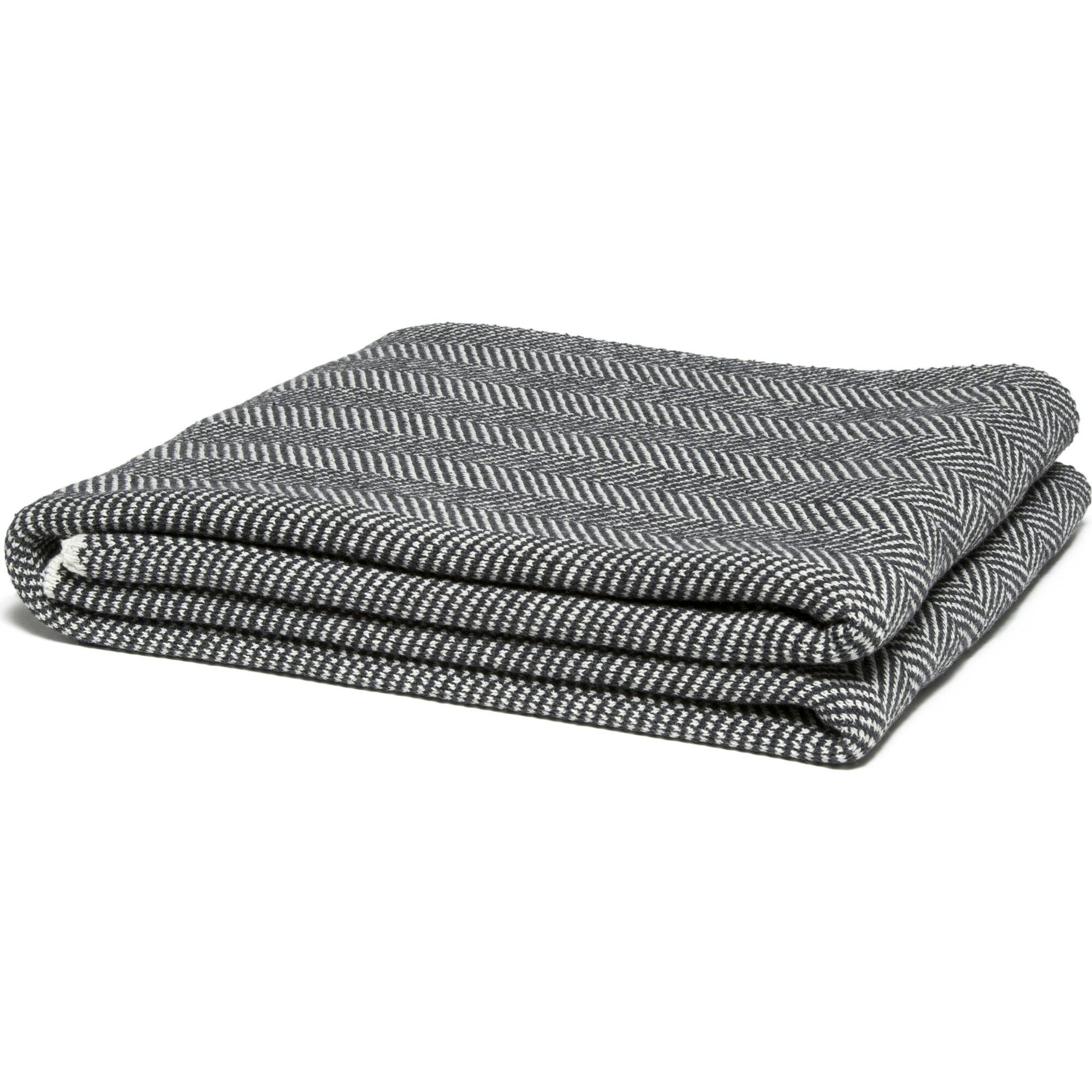 Cotton Sustainable Knit Throw Blanket - Herringbone