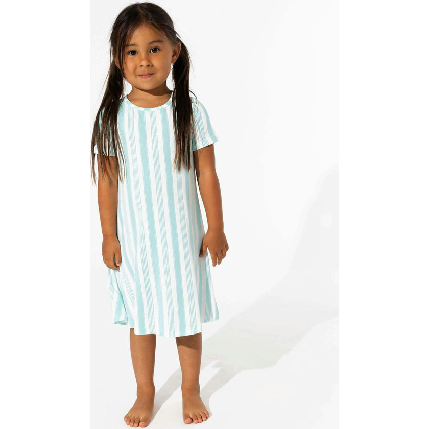 Slumber Stripes Bamboo Girls' Short Sleeve Dress