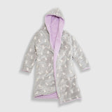 Cozy Switch Robe – Reversible Glow-in-the-Dark & Sherpa Robe for Kids, Orchid Kittens