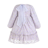 Purple Gold Motif Ruffle Dress