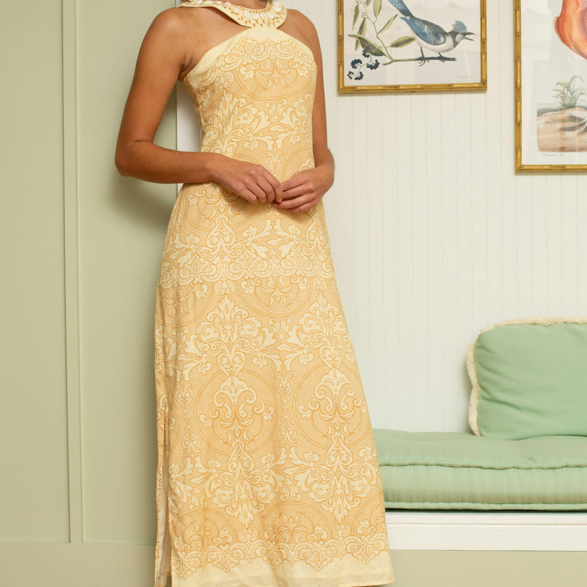 Abigail Sand Shell Strap Midi Dress