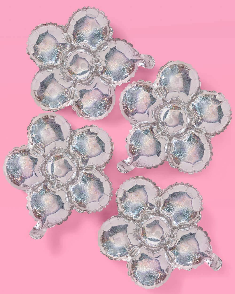 Shimmer Flower Balloon - 4 iridescent balloons