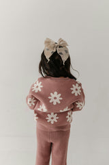 Girls Knit Wide Leg Crop Pants in Rose
