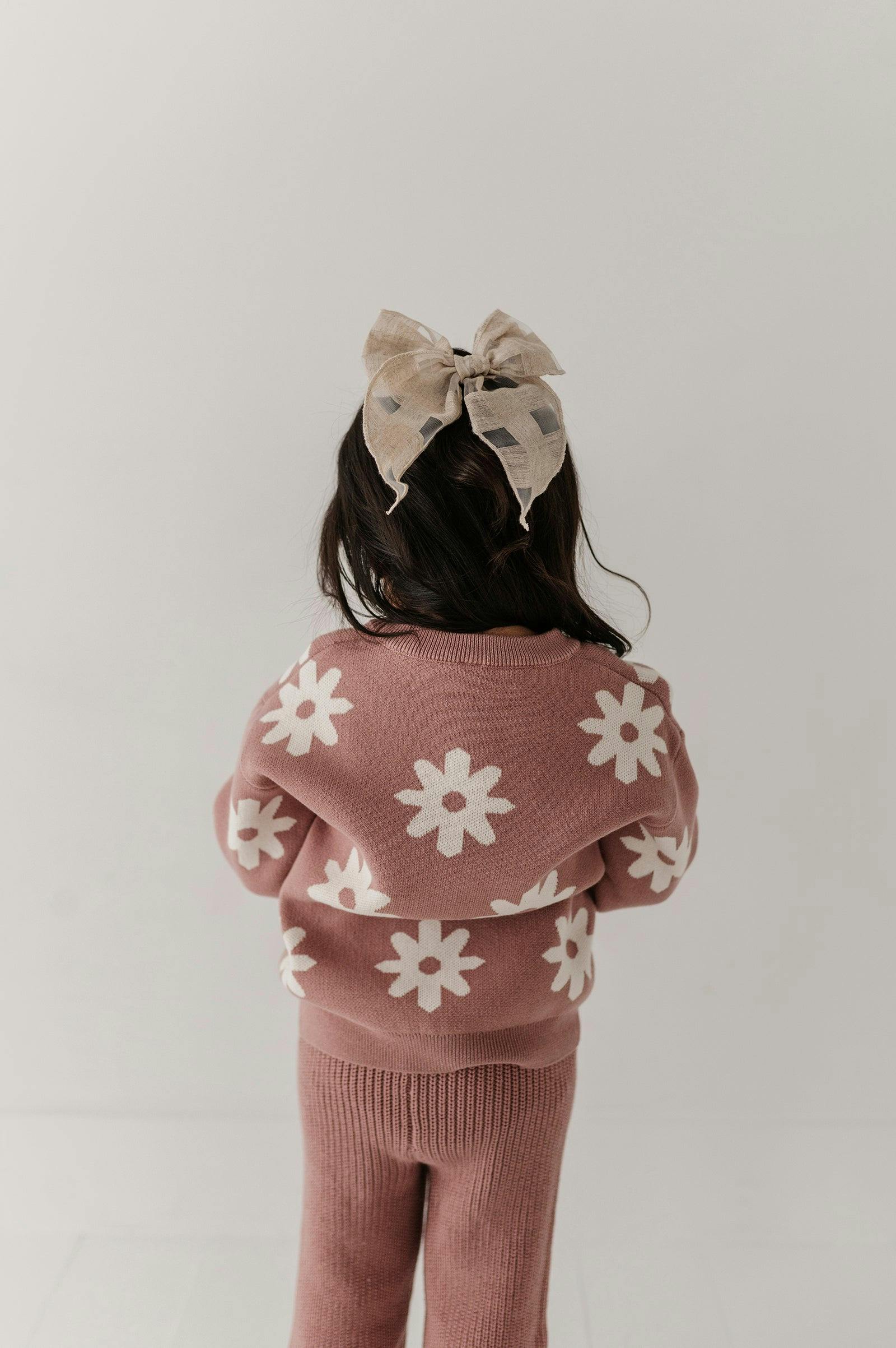 Girls Knit Wide Leg Crop Pants in Rose