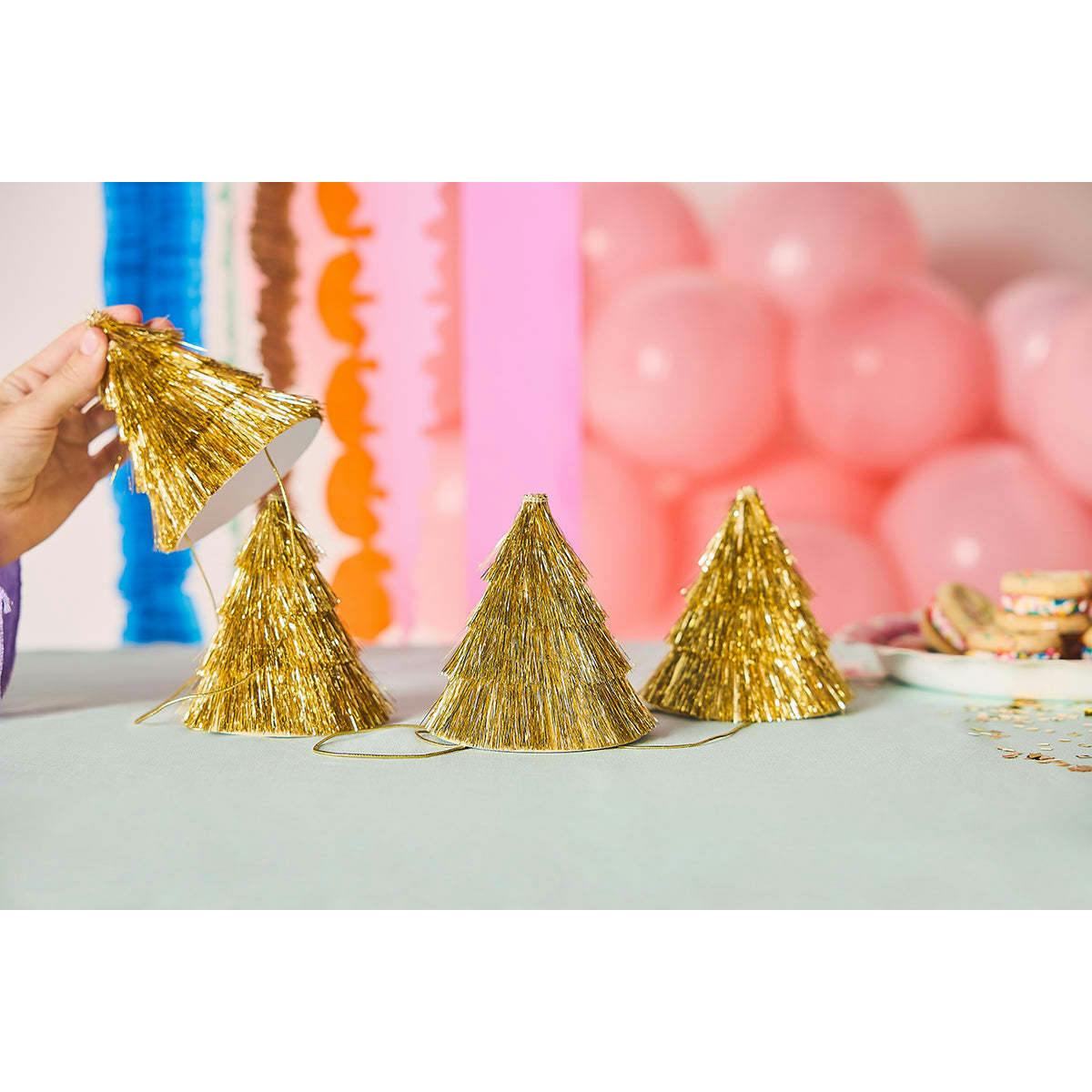 Golden Girl Mini Gold Fringe Party Hats Set