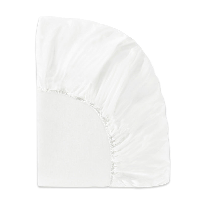 Mini Crib Sheet in GOTS Certified Organic Brushed Cotton in Bright White