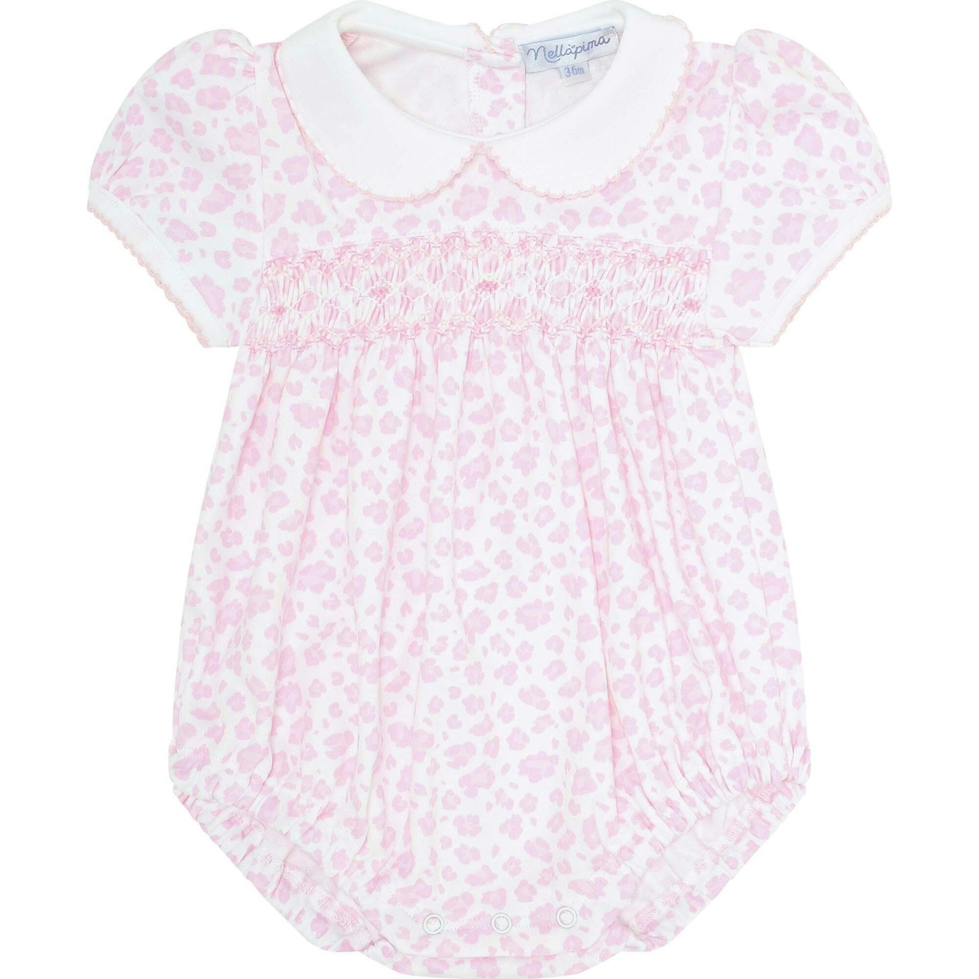 Pink Cheetah Print Smocked Bubble