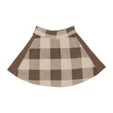 Corduroy Plaid Panel Solid Side A-Line Short Skirt