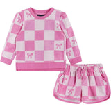Infant Girls Terry Set | Checkered Bow