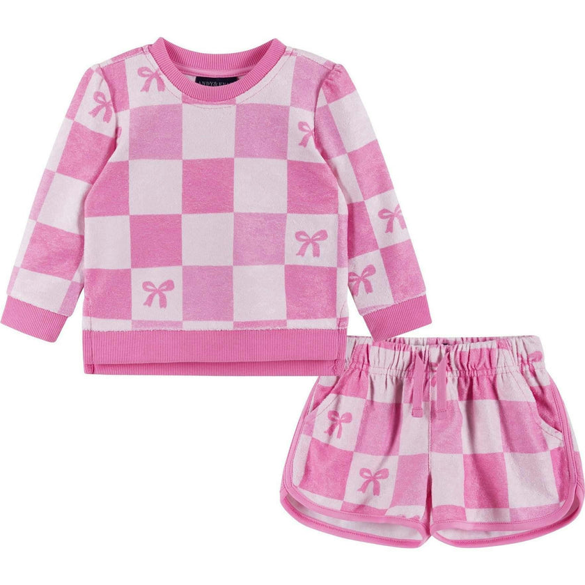 Infant Girls Terry Set | Checkered Bow