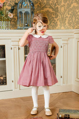 Camille Red Gingham Flannel Smocked Girl Dress