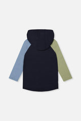 Raglan Hooded T-Shirt Dark Blue and Green