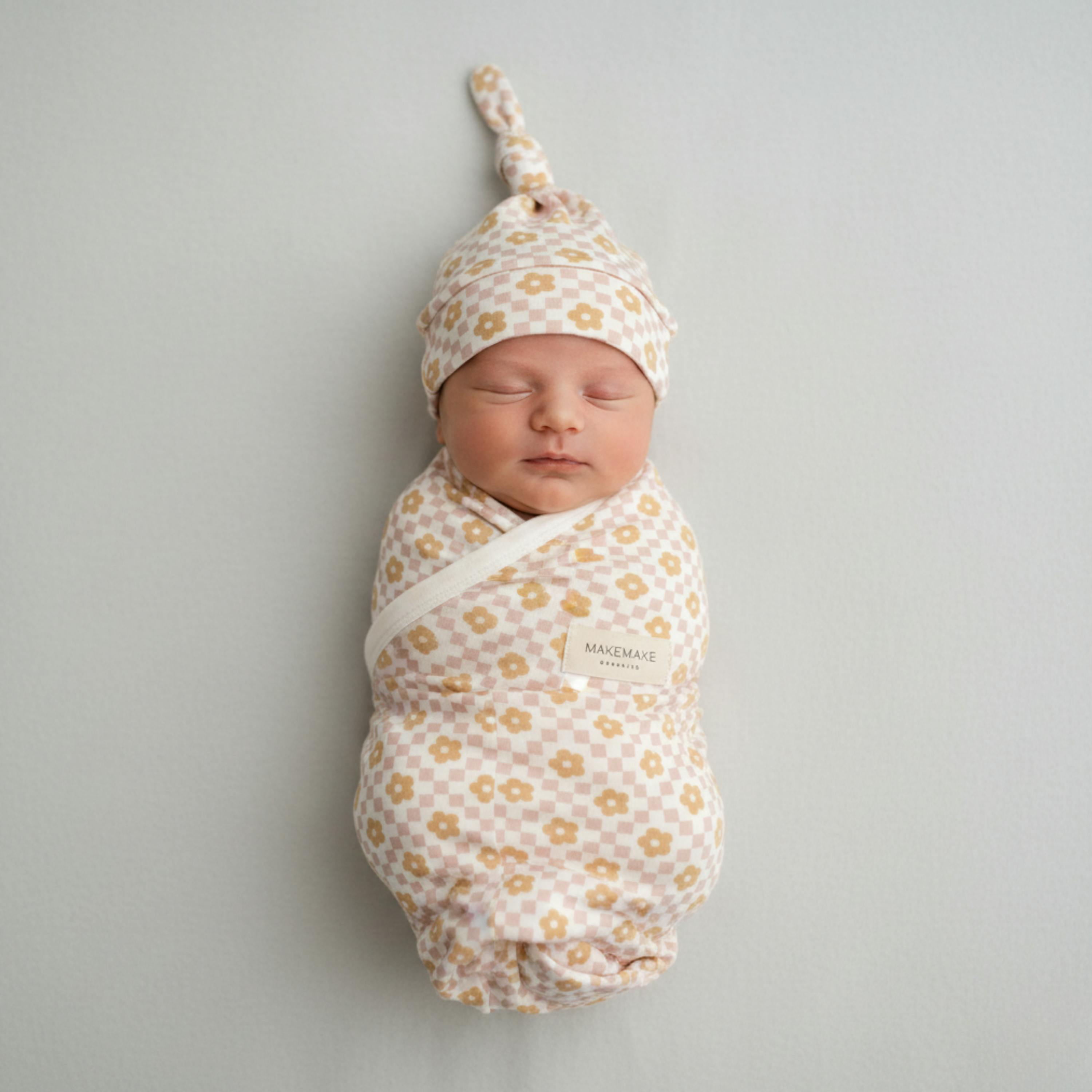 Organic Swaddle Blanket & Hat Set